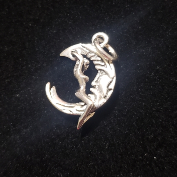 Lady Riding Moon Pendant Necklace ~ 925 Sterling Silver - Picture 4 of 13